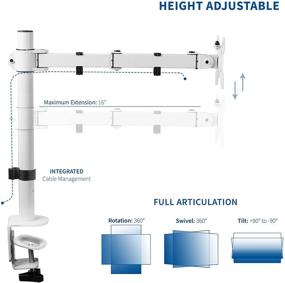 img 2 attached to 🖥️ VIVO STAND-V001W: Универсальное белое настольное крепление для ЖК-мониторов от 13 до 27 дюймов - полностью регулируемое, наклонное, артикулированное, совместимое с VESA