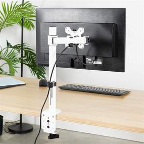 img 1 attached to 🖥️ VIVO STAND-V001W: Универсальное белое настольное крепление для ЖК-мониторов от 13 до 27 дюймов - полностью регулируемое, наклонное, артикулированное, совместимое с VESA