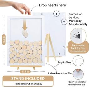 img 1 attached to 📸 Aladdinbox Drop Top Wedding Guest Book Alternative Frame Set with Display Stand – Includes 120 Wooden Hearts, 2 Large Hearts, and Sign – Shadow Box Guest Book for Weddings, Baby Showers, Anniversaries