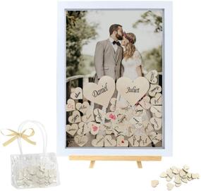img 4 attached to 📸 Aladdinbox Drop Top Wedding Guest Book Alternative Frame Set with Display Stand – Includes 120 Wooden Hearts, 2 Large Hearts, and Sign – Shadow Box Guest Book for Weddings, Baby Showers, Anniversaries