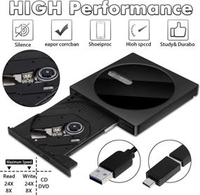 img 1 attached to 🔥 Efficient Black External Laptop Portable Rewriter Burner: Your Reliable Companion for Disc Burning