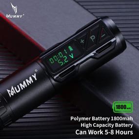 img 2 attached to 💉 Mummy Wireless Rotary Battery Pen Tattoo Machine - 1800mAh Power, Coreless Motor, LED Display (Black)