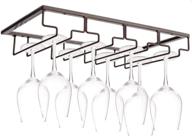 🍷 brown metal wine glass rack - under cabinet stemware holder organizer with 4 rows for glasses storage, perfect for bar or kitchen логотип