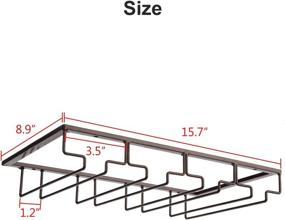 img 2 attached to 🍷 Brown Metal Wine Glass Rack - Under Cabinet Stemware Holder Organizer with 4 Rows for Glasses Storage, Perfect for Bar or Kitchen