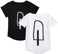 welaken 2-pack ice cream print t-shirt set for 🍦 kids girls &amp; boys ii children/toddler tops tees - white/black logo