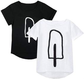 img 4 attached to WELAKEN 2-Pack Ice Cream Print T-Shirt Set for 🍦 Kids Girls &amp; Boys II Children/Toddler Tops Tees - White/Black