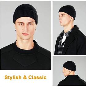 img 1 attached to 🧣 Warm and Stylish 3-Pack Wool Fisherman Beanies for Men: Short Knit Watch Cap Cuffed Trawler Hats