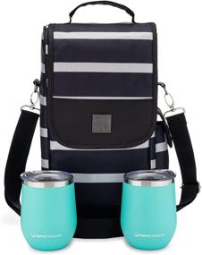 img 4 attached to 🍷 One Savvy Girl Wine Tote Bag with Stainless Steel Stemless Wine Glasses - Versatile 2 Bottle Wine Carrier Purse for Travel, Events, Beach, Pool, Picnic & More!