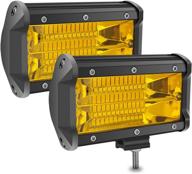 🔦 beamtron 5 inch amber led light bar: powerful waterproof 144w yellow pods for trucks atv utv (2 pack) logo