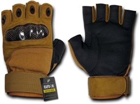 img 1 attached to Enhanced Hand Protection: Rapdom Tactical Half Finger Knuckle Glove for Maximum Defense