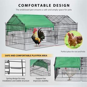 img 3 attached to DEStar 71” x 30” Foldable Outdoor Backyard Metal Coop Chicken Cage Enclosure: Weatherproof Cover Included