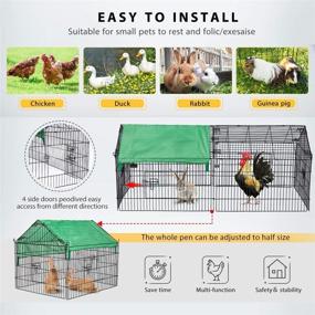 img 1 attached to DEStar 71” x 30” Foldable Outdoor Backyard Metal Coop Chicken Cage Enclosure: Weatherproof Cover Included