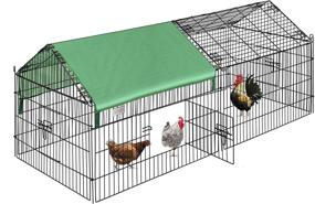 img 4 attached to DEStar 71” x 30” Foldable Outdoor Backyard Metal Coop Chicken Cage Enclosure: Weatherproof Cover Included