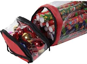 img 1 attached to Micoe Christmas Wrapping Paper Storage Containers - Holds 20 Rolls & Ribbon, 46-Inch Underbed Xmas Gift Wrap Organizer Accessory Box with Dual Zips & Carry Handles, Oxford 600D