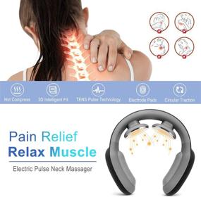 img 3 attached to 🔥 Ultimate Pain Relief: Intelligent Neck Massager with Heat | Neckology Electric Pulse Neck Massage for Deep Tissue Relaxation - 3 Modes, 15 Levels | Cordless Gift for Men, Women, and Dad