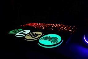 img 2 attached to Play Avery 3D Glow in The Dark Gaming Coasters: Level Up Your Gaming Setup with Cool Light Effects and Perfect Room Accessories