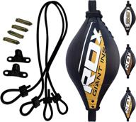 🥊 rdx double end speed ball bag - leather boxing floor to ceiling rope - mma training muay thai punching dodge striking speed ball kit - adjustable bungee cord - workouts logo