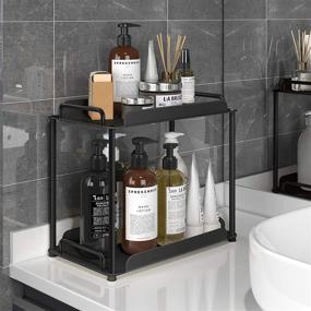 img 2 attached to 🧼 2-Tier Bathroom Organizer Countertop: Efficient Storage Shelf for Kitchen, Bathroom, and Desktop - Sleek Black Design