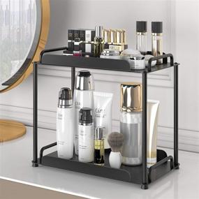 img 3 attached to 🧼 2-уровневый органайзер для ванной комнаты на столешнице: эффективная полка для хранения на кухне, в ванной комнате и на рабочем столе - стильный черный дизайн