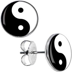 img 2 attached to 🌗 DianaL Boutique Stainless Steel Yin Yang Symbol Earrings: Stunning 2-tone Studs Gift Boxed for Fashionistas