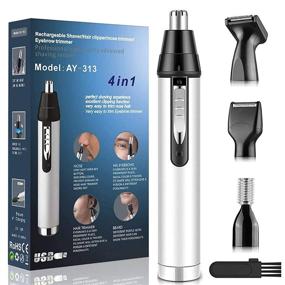 img 4 attached to USB Rechargeable Ear and Nose Hair Trimmer with Vacuum Cleaning System - Professional 4-in-1 Waterproof Hair Clippers for Women and Men's Hair and Beard Grooming (White)