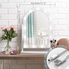 img 3 attached to 💄 LUXFURNI Hollywood Lighted Vanity Makeup Mirror: Glamorous Touch Control Dimmable Cold/Warm Light, Adjustable Angle for Dressing Table (White)