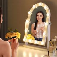 💄 luxfurni hollywood lighted vanity makeup mirror: glamorous touch control dimmable cold/warm light, adjustable angle for dressing table (white) logo