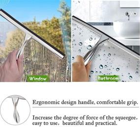 img 3 attached to K Kwokker 12-inch Shower Squeegee with Suction Cup Hooks - Ideal for Glass Doors, 🚿 Marble Mirrors, Bathrooms - Chrome Plated Stainless Steel Deluxe Scraper for Home, Kitchen, Car Windows, and Tiles