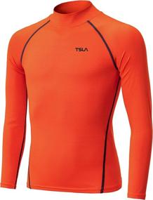 img 4 attached to TSLA Kid's & Boy's and Girl's Thermal Long Sleeve Tops: Cozy Crew Neck Fleece Lined Compression Base Layer Shirts