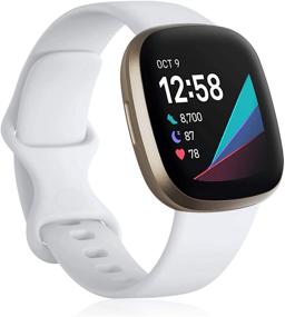 img 4 attached to 🌟 Полоски Nofeda для Fitbit Versa 3/Sense - премиум-заменяемый спортивный ремешок из TPU для женщин и мужчин - большой размер - белый