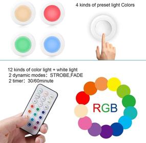 img 1 attached to 💡 Cadrim LED Puck Lights, Color Changing Puck Lightings and Battery Powered Under Cabinet Lights Dimmable Under Closet Lights with 2 Wireless Remote Controls - 6 Pack