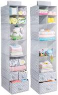 🔖 mdesign soft fabric over closet rod hanging storage organizer - 7 shelves, 3 drawers - child/kids room/nursery - polka dot - 2 pack (light gray/white dots) logo