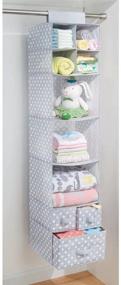 img 2 attached to 🔖 mDesign Soft Fabric Over Closet Rod Hanging Storage Organizer - 7 Shelves, 3 Drawers - Child/Kids Room/Nursery - Polka Dot - 2 Pack (Light Gray/White Dots)