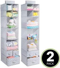 img 3 attached to 🔖 mDesign Soft Fabric Over Closet Rod Hanging Storage Organizer - 7 Shelves, 3 Drawers - Child/Kids Room/Nursery - Polka Dot - 2 Pack (Light Gray/White Dots)