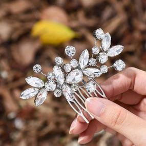 img 1 attached to 💎 Sparkling Rhinestone Bridal Hair Comb - Catery Crystal Bride Wedding Hair Accessories for Women and Girls (Silver)