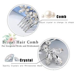 img 2 attached to 💎 Sparkling Rhinestone Bridal Hair Comb - Catery Crystal Bride Wedding Hair Accessories for Women and Girls (Silver)