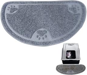 img 4 attached to 🐾 Evelots Cat Litter Trap/Feeding Mat: Catch Litter & Food with No Mess, Non-Skid & Spongy Design