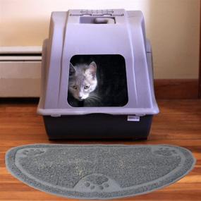 img 3 attached to 🐾 Evelots Cat Litter Trap/Feeding Mat: Catch Litter & Food with No Mess, Non-Skid & Spongy Design