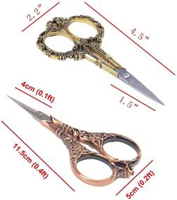 img 3 attached to BIHRTC 2 Pairs Sewing Scissors Vintage European Style Flower Pattern Needlework Embroidery Stainless Steel Scissors Tailor Craft Scissors (Copper+Gold)