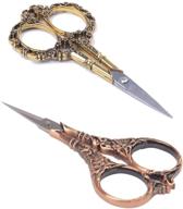 bihrtc 2 pairs sewing scissors vintage european style flower pattern needlework embroidery stainless steel scissors tailor craft scissors (copper+gold) logo