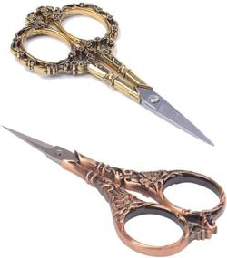 img 4 attached to BIHRTC 2 Pairs Sewing Scissors Vintage European Style Flower Pattern Needlework Embroidery Stainless Steel Scissors Tailor Craft Scissors (Copper+Gold)