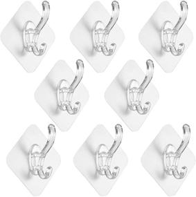 img 4 attached to 🧲 Clear Waterproof Adhesive Hooks - Decorate and Organize Towels, Hats, Clothes and More with Elimeta Plastic Sticky Wall Hangers (8Pack)