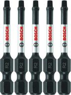 🔩 bosch itsq2205 (5) impact tough screwdriving bits: 2 in. square #2 bits for reliable power & durability logo