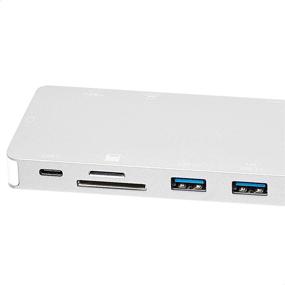 img 1 attached to 🔌 Amazon Basics Aluminum USB 3.1 Type-C Docking Station: HDMI, VGA, Ethernet, USB-A, SD/TF Card Reader, Type-C Data/Charging Ports - Silver