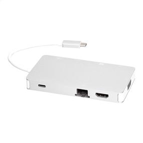 img 3 attached to 🔌 Amazon Basics Aluminum USB 3.1 Type-C Docking Station: HDMI, VGA, Ethernet, USB-A, SD/TF Card Reader, Type-C Data/Charging Ports - Silver