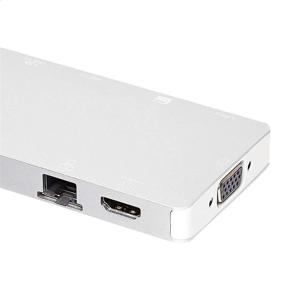 img 2 attached to 🔌 Amazon Basics Aluminum USB 3.1 Type-C Docking Station: HDMI, VGA, Ethernet, USB-A, SD/TF Card Reader, Type-C Data/Charging Ports - Silver