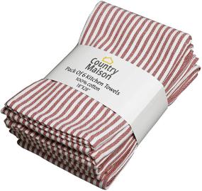 img 1 attached to 🔴 Pack of 6 Country Maison Kitchen Towels, 18 x 28 Inches, Highly Absorbent, 100% Cotton Dish Towels, Tea Towels, Bar Towels with Twill Stripes – Red