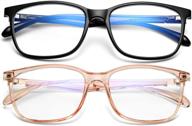 debuff computer blue light blocking glasses clear anti blue ray eyeglasses 2 pack (black+clear pink) logo