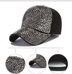 img 3 attached to Stylish Baseball Cap with Rhinestone Crystals for Women - Adjustable, Sparkly Bling Denim Sun Hat