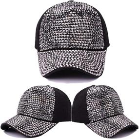 img 2 attached to Stylish Baseball Cap with Rhinestone Crystals for Women - Adjustable, Sparkly Bling Denim Sun Hat